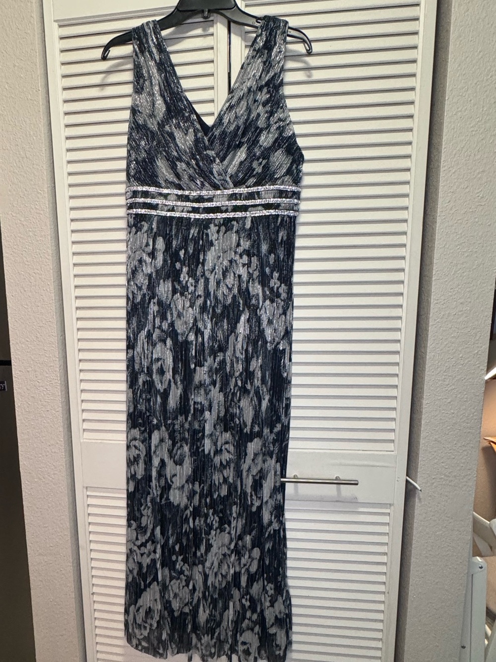 Petite Blue & Silver Formal Dress